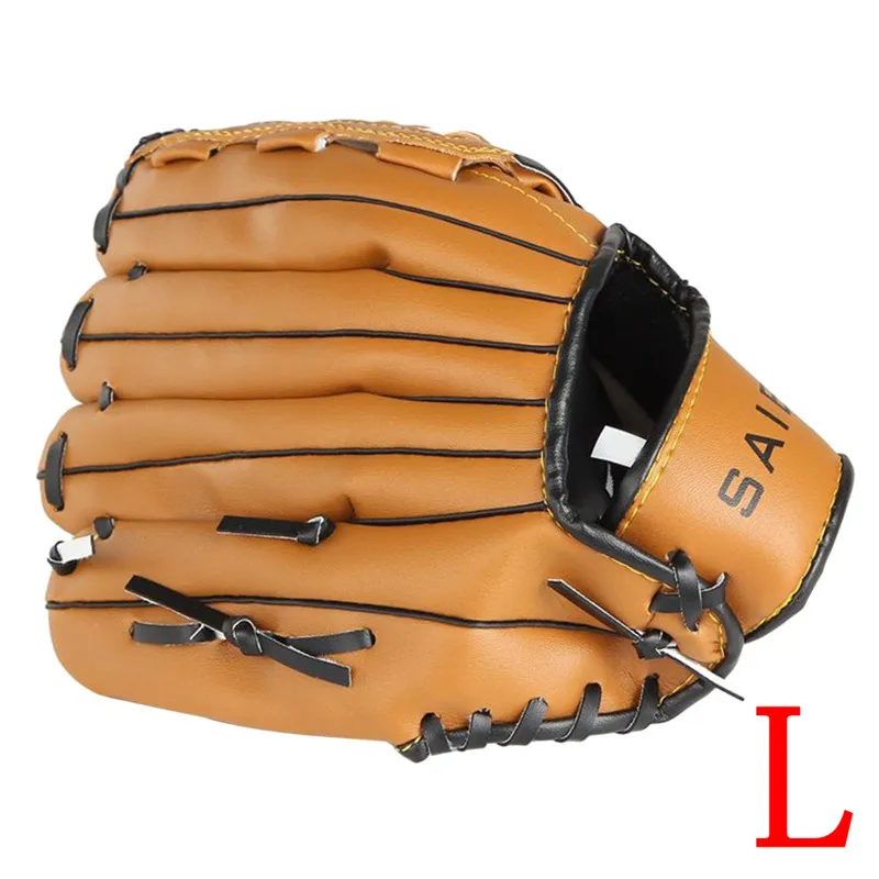 Кожа ПВХ Бейсбол 10.5-12.5 дюймов перчатка левая рука Бейсбол софтбол обучение Прихватки для мангала Профессиональный Бейсбол аксессуар - Цвет: Brown L