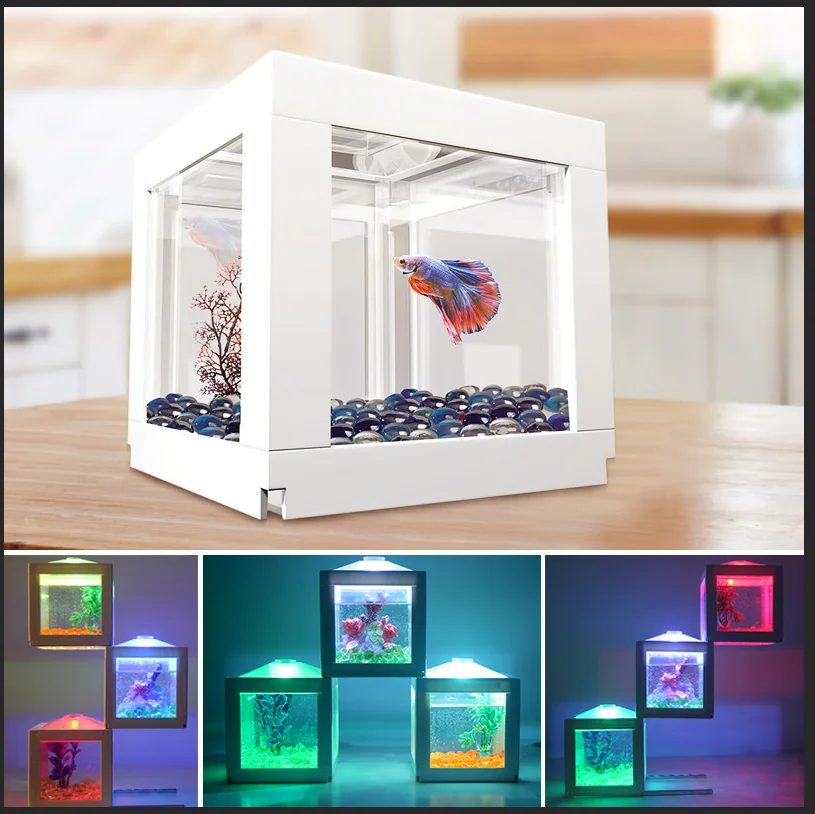 Aquariums Mini Clear Led Goldfish Betta Fish Tank Ornament