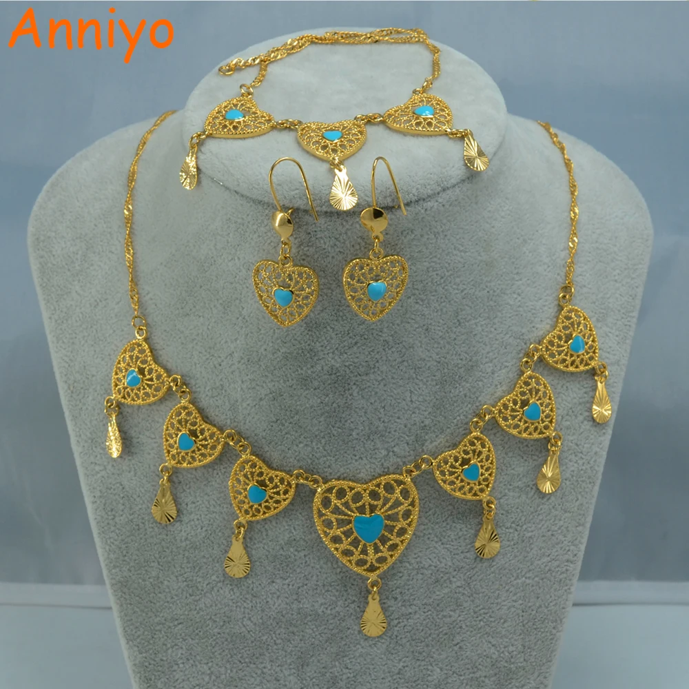 Anniyo Arab Gold Color Set Jewelry Wedding Bridal Necklace Bracelet