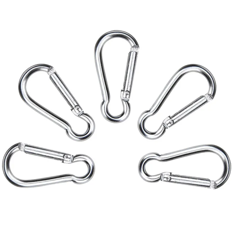 5PCS Aluminum Alloy Carabiner Spring Snap Clip Hooks Keychain Multifunction Outdoor Tools Climbing Hiking Accessories #4S13 (12)