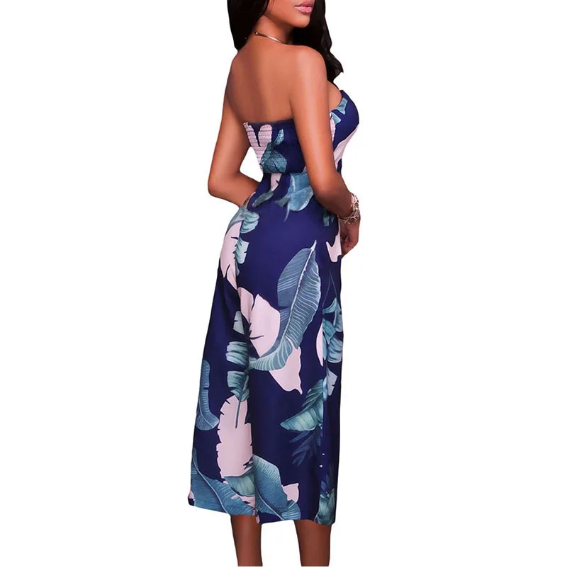 Dark-Blue-Leaf-Print-Strapless-Capris-Jumpsuit-LC64277-5-2