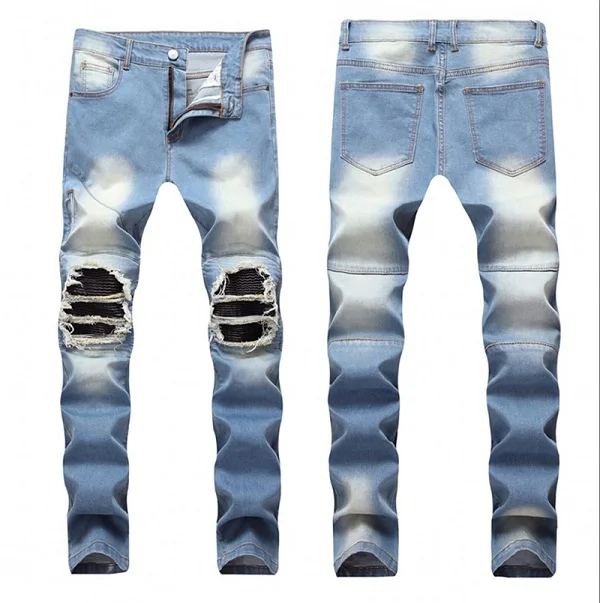 Новая мода мужские джинсы Подиум Тонкий велосипедист-гонщик джинсы модные хип-хоп обтягивающие джинсы для мужчин джинсовые штаны для бега - Цвет: Многоцветный