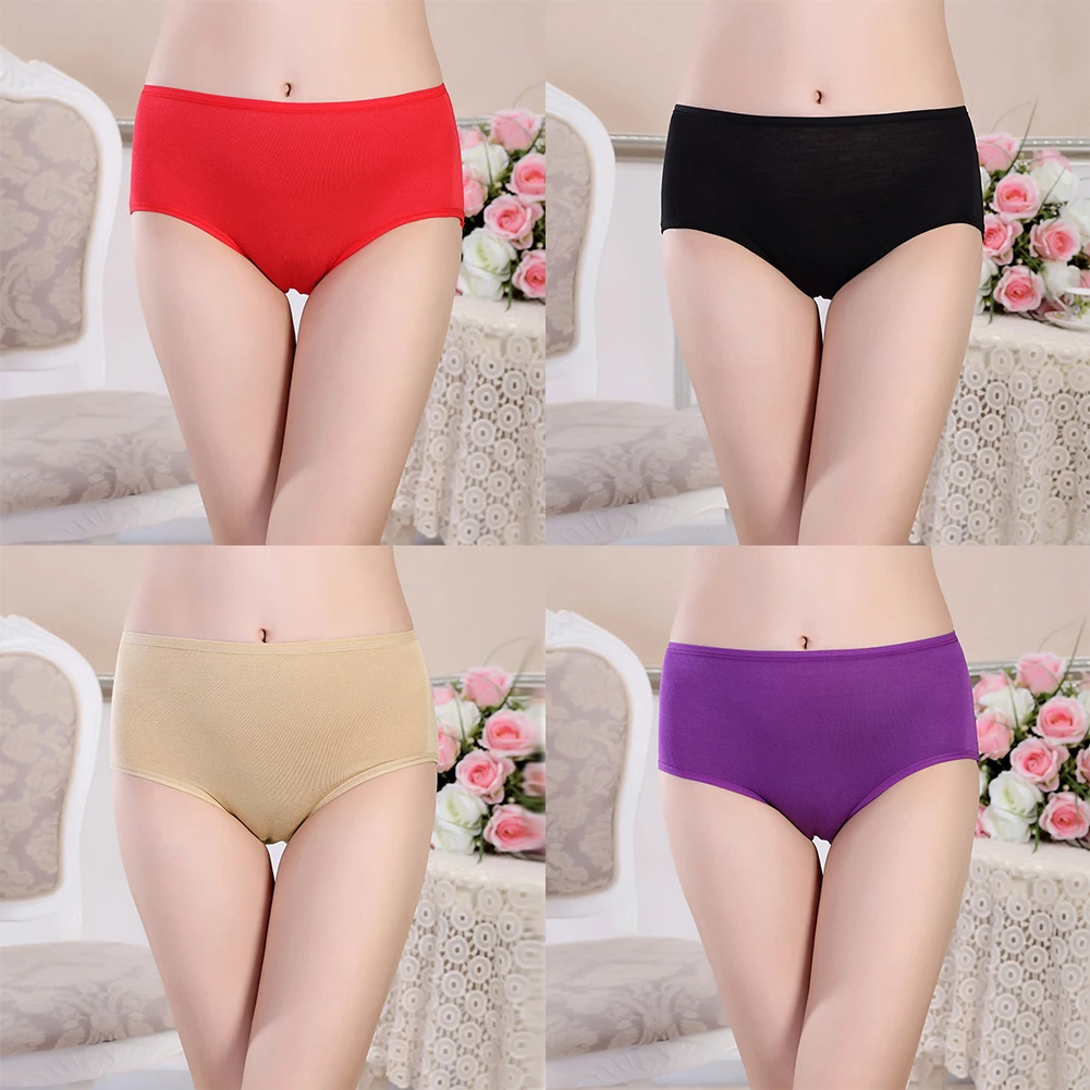 Women's Seamless Panties Solid Color Underwear Menstrual Period