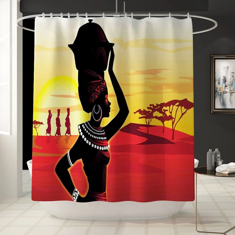 4 шт./компл. 3D цифровая печать занавеска для душа стойка для тряпок крышка для унитаза коврик набор ковриков для ванной водонепроницаемый полиэстер инструмент для ванной комнаты