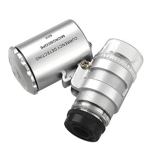 60x ручной мини-микроскоп Лупа ювелира Лупа с светодиодный подсветкой легко переносить с увеличительным стеклом