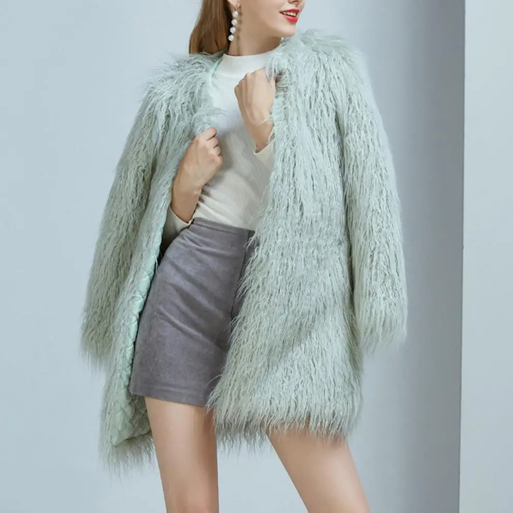 Long Automne Furry Femme Hiver Cheveux Chaud Épaississent Imitation Mode Manteau Fausse Longues Manches Longs À lavande Vestes Fourrure Manteaux Green qPwxfgE