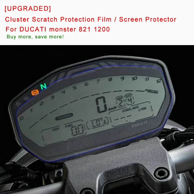 [UPGRADED] For DUCATI MONSTER 821 1200 Cluster Scratch Protection Film Screen Protector Blue Light Ultraviolet-proof Brand New (1)