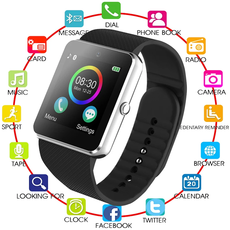 Женские Смарт часы GT08 с поддержкой TF sim карты MP3 0.3MP Bluetooth синхронизация Notifier для apple android OS 2019|Цифровые часы| |