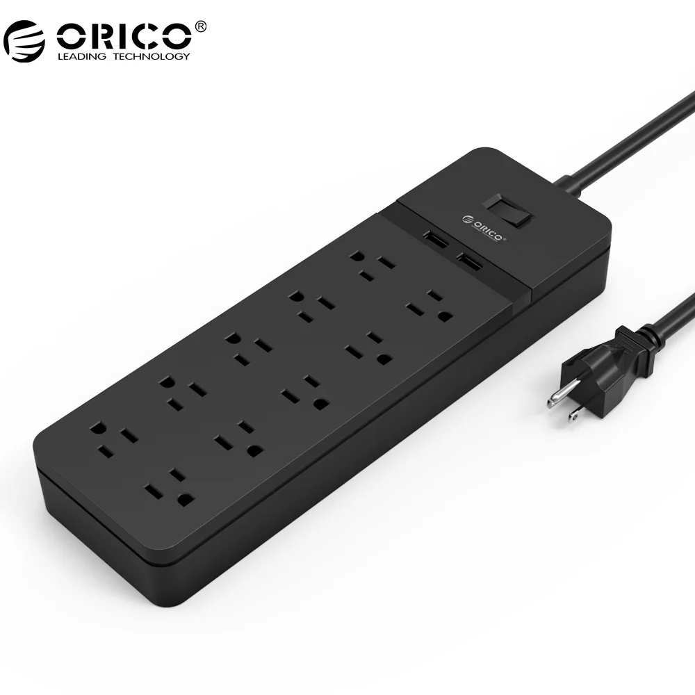 ORICO FPC USB сетевой шнур usb защита розетки от скачков напряжения 4/6/8/10 розетками переменного тока 2 Зарядка через USB Порты 5V2. 4A USB Выход пролонгации гнезда - Цвет: 10A2U black