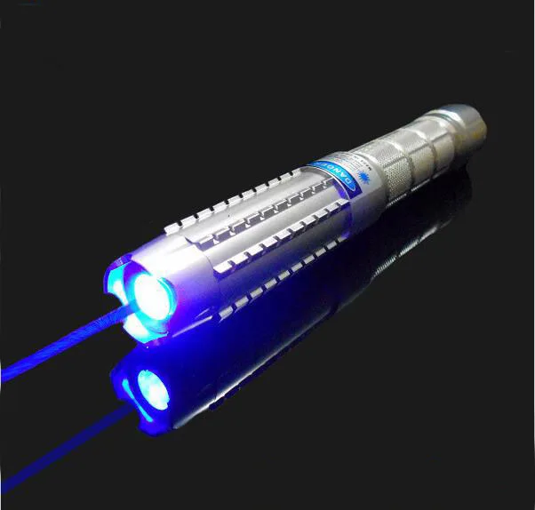 New Blue Laser Pointer Pen Teaching-aid Laser W/ 5 Head Cap extremely Powerful 
