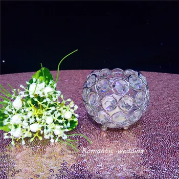 

Free shipment Gorgeous K9 Crystal Bead Metal Silver Voltive Candle Holder Discounted Now for Wedding party event home decoration
