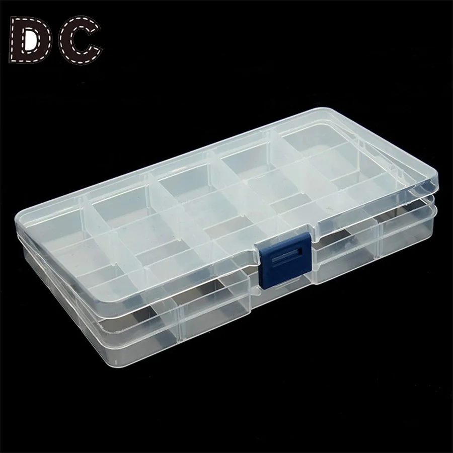 

15 Slots Adjustable Jewelry Tool Box Organizer Storage Beads Box Jewelry Finding Boxes Plastic Packaging Boxes F2414