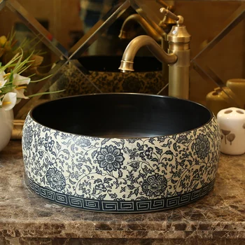 

Jingdezhen Hand-made Bathroom Washbasin antique Counter Top porcelain wash basin bathroom sinks ceramic wash sink