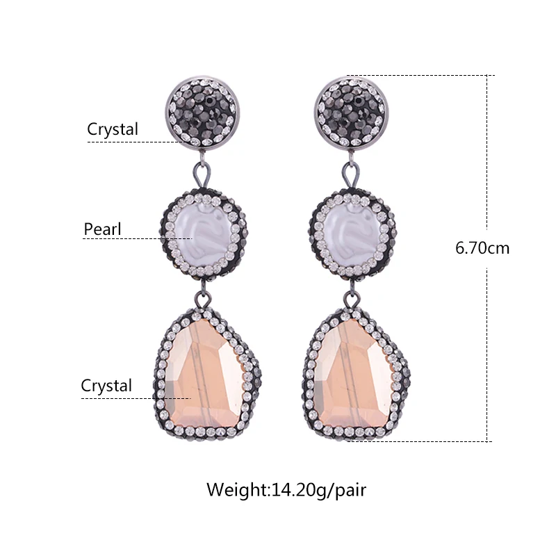 Sehuoran Shell Boho aretes de mujer Handmade Crystal Drop Earrings For Women Statement Earrings Fashion Jewelry Wholesale Gifts (1)