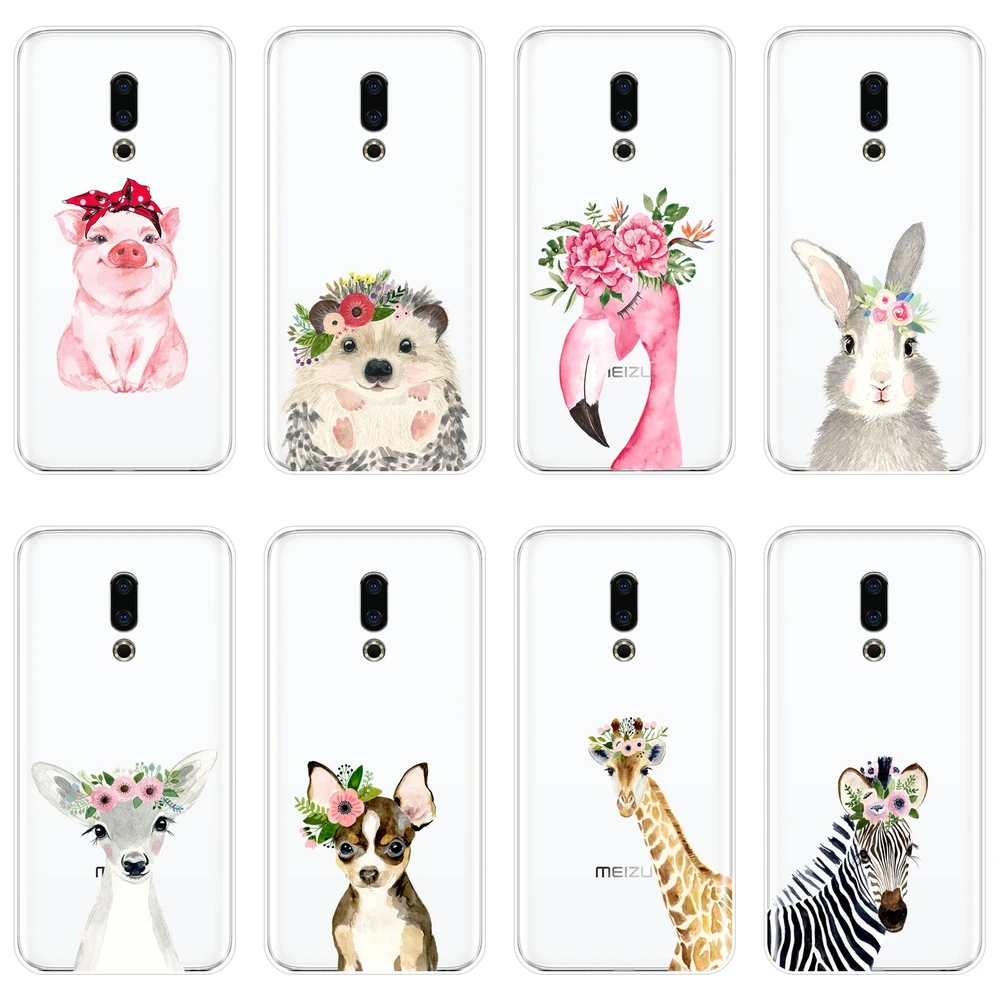 

Back Cover For Meizu 16th 16x 15 Lite 16 Plus Silicone Soft Flamingo Pig Dog Rabbit Phone Case For Meizu U10 U20 Pro 6 7 Plus