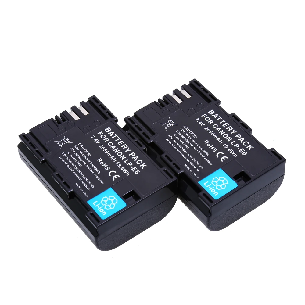Горячая продажа 2 шт LP E6 LPE6 2650mAh батареи камеры для Canon 5D Mark II III 7D 60D EOS 6D canon