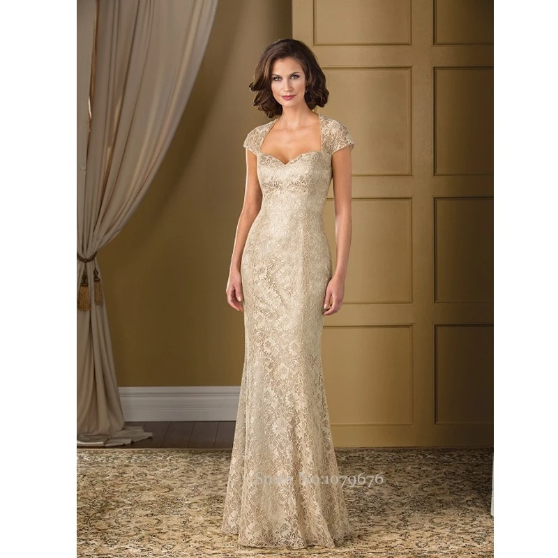 champagne lace mother of the bride dress