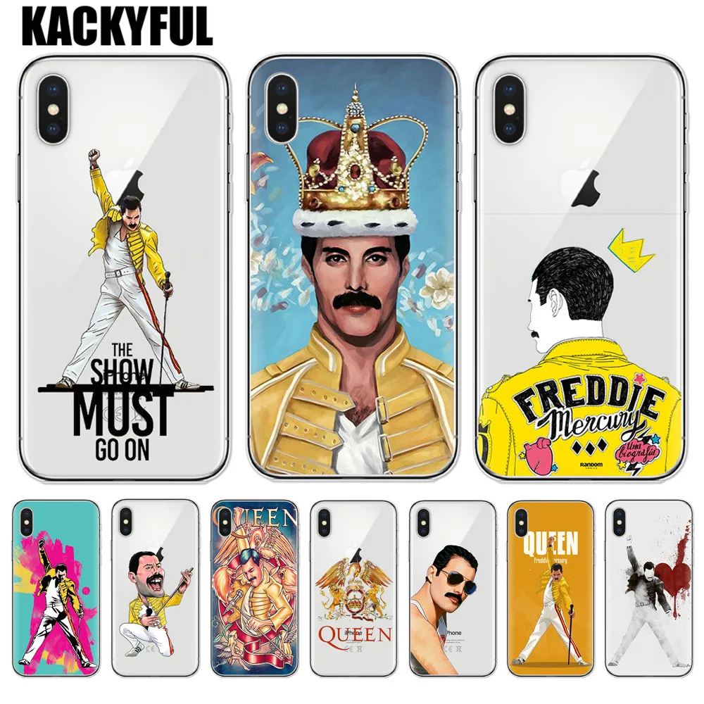 

Freddie Mercury Queen Band Cell Phone Cover Case For iPhone 8 8Plus 7 7Plus 6 6S Plus 5S SE X XR XS Max Soft Silicone TPU Cases