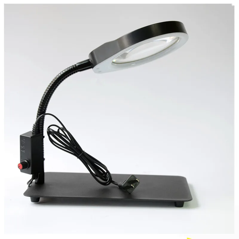 Table Magnifier 8X 125MM Desk Magnifying Glass With LED Lamp Lupa Loupe For Reading Magnifier Glass For iphone Repair