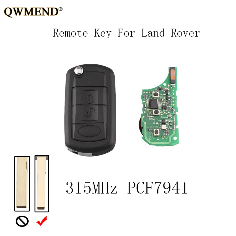 QWMEND 315Mhz PCF7941Chip Car Remote key Fob For Land Rover Discovery 3 Uncut Flip keys HU101 Blade | Автомобили и мотоциклы