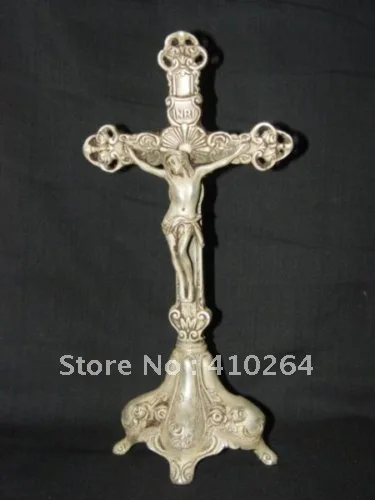 

[Nice Discount ] Sammeln Alte Cross / Jesus Statue,aus tibet Silber