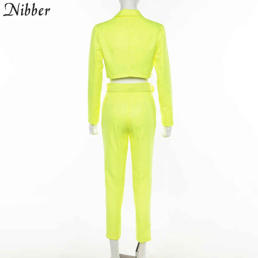 Nibber, неоновый цвет, тонкое пальто, кардиган, pantalon femme, 2 предмета, костюмы для женщин,, осень, зима, для офиса, для девушек, уличный повседневный комплект