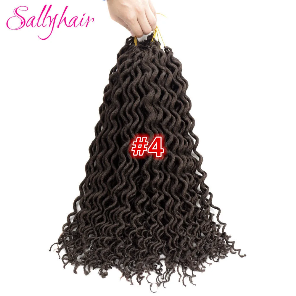 Sallyhair 24 18 дюймов американского африканского Faux locs CURLY, на крючках, косички, чёрный; коричневый синтетические косички, волосы для наращивания на самых лучших брендов - Цвет: #4