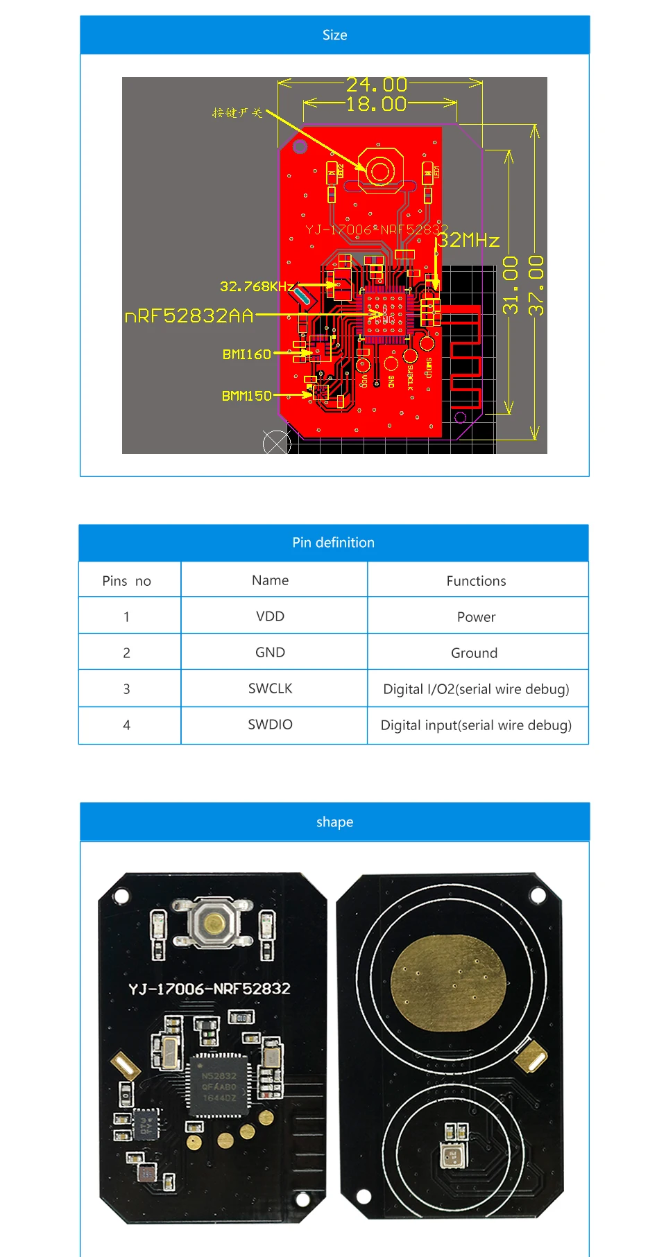 Цена продажи на заказ BLE nRF52832 Bluetooth Маяк акселерометр гироскопа влажность атмосферный датчик