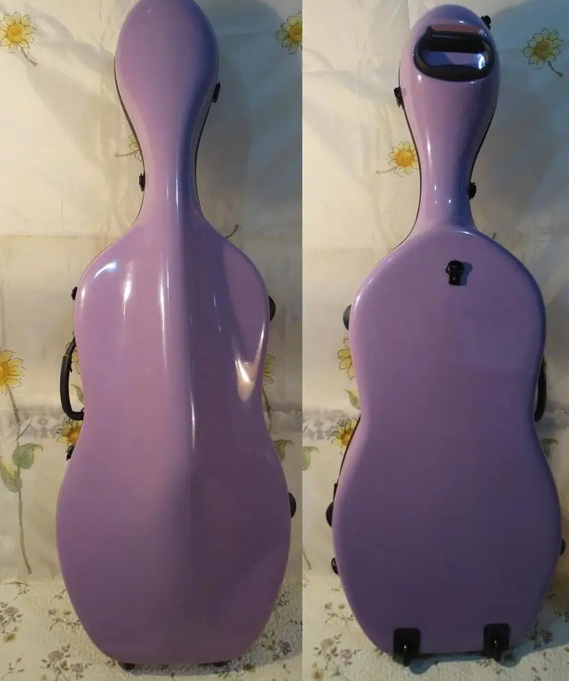 

Beautiful lilac fiberglass 4/4 cello hard case,perfect workmanship