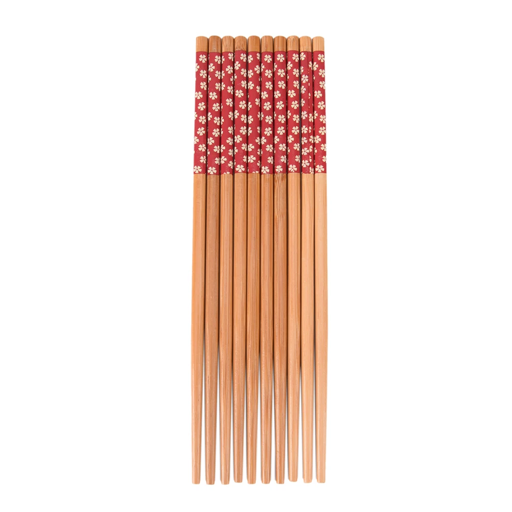 5 пар винтажных китайских элегантных цветов chopsticksнатуральные экологически чистые бамбуковые деревянные палочки для еды набор деревянной посуды