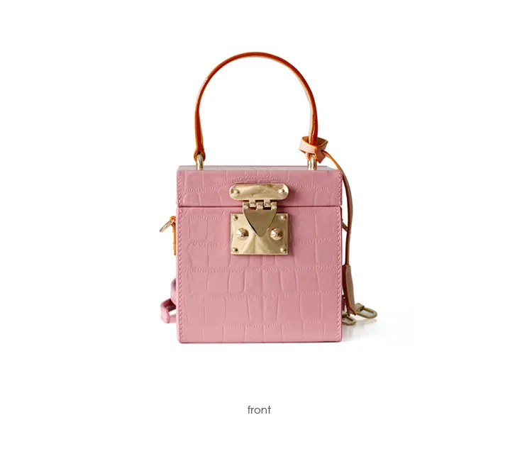 New Mini Hit Color Box Handbag Women Small Square Leather Shoulder Bag Female Candy Color Lock Box Bags