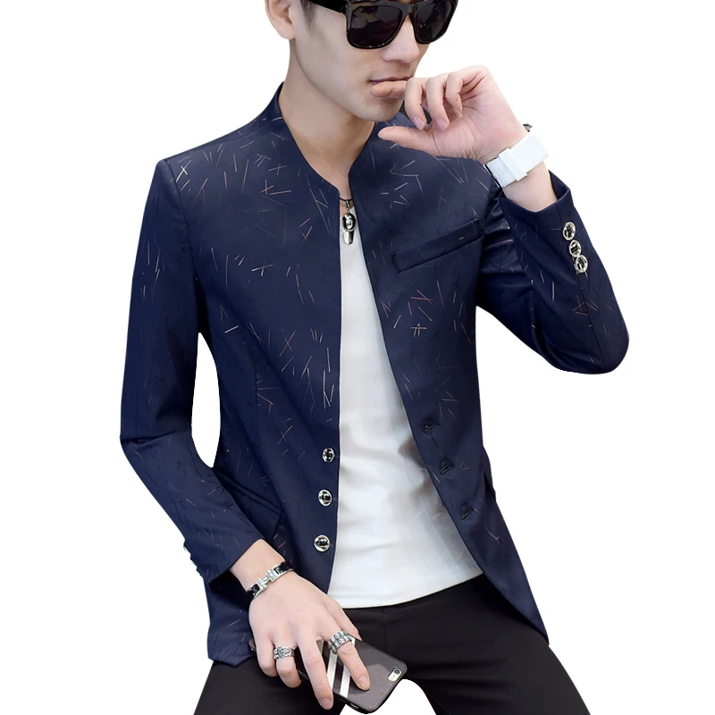 Китайский Стиль Для мужчин s Slim Fit Блейзер Для мужчин дизайн размера плюс Туника человек Повседневное Мужской приталенный пиджак певица костюм 6XL 5XL
