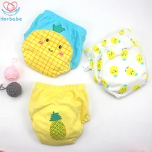 Herbabe 3pcs Cloth Diaper Cover for Infant Kids 6-18KG Washable Baby Diaper Pants Children Cartoon Leak-proof Training Underwear