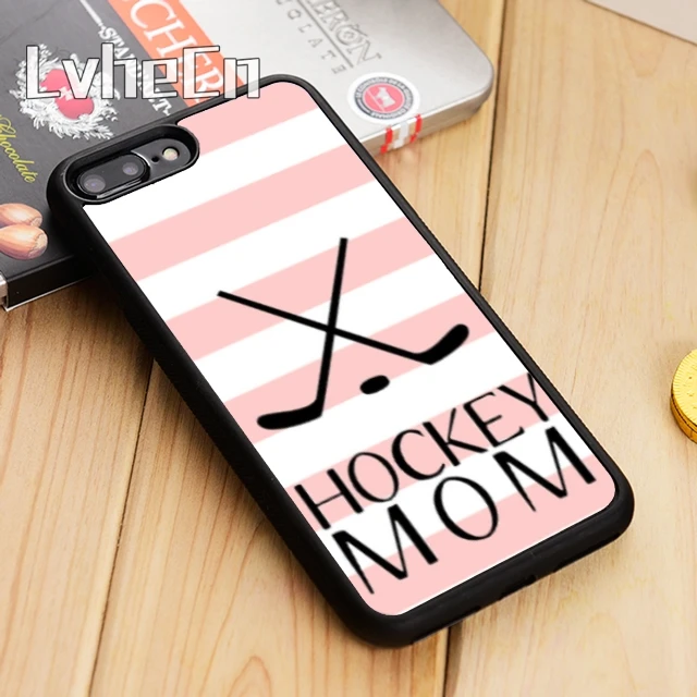 Чехол для телефона LvheCn с розовыми полосками хоккея мамы ребенка чехол iPhone 5 6s 7 8 plus