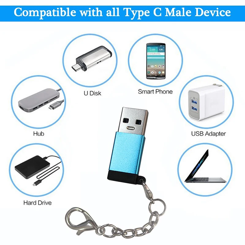 Thbelieve USB A Male To USB C Female Adapter USB Type C To USB 3.0 Adapters With Mini Keychain USB-C Converters Drop Shipping (5)