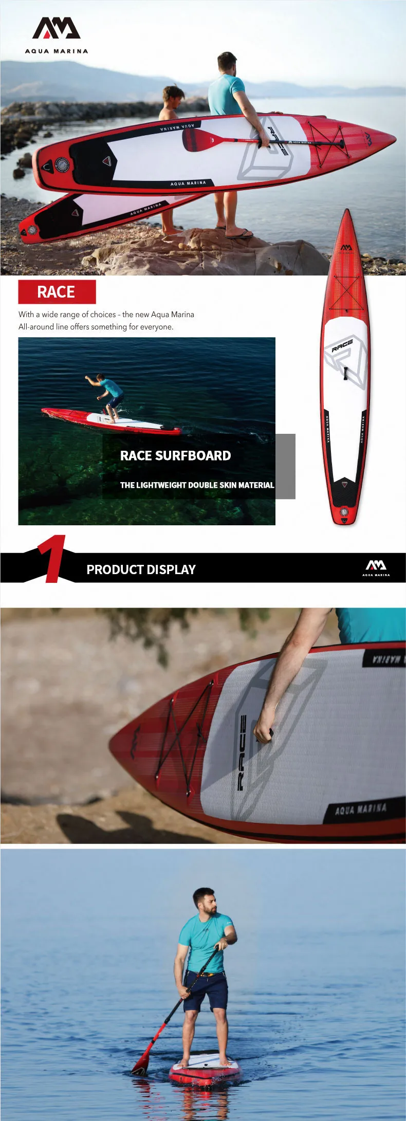 AQUA MARINA RACE Surf Board Sup Board Paddleboard Stand Up SUP Paddle Boards Surfingboard Bodyboad 427*69*15cm 21 Race-14'0''-่ฏฆๆ
-1