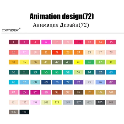 TOUCHNEW T6 двойная кисть масляная на спиртовой основе 168 набор цветов эскиз маркеры dibujo манга rotuladores цвет es ручка товары для рукоделия - Цвет: 72animation design