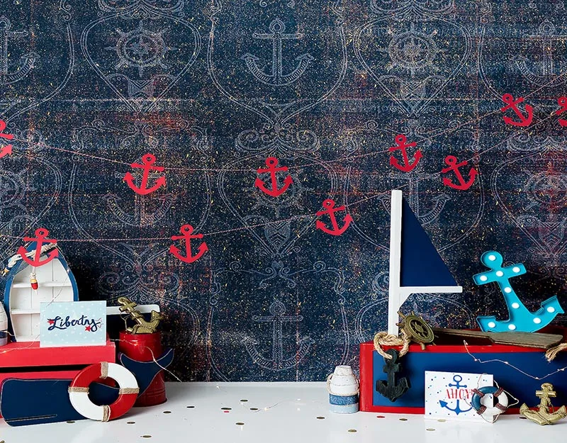 

MEHOFOTO Children Boy Toy Ship Sailing Flag Symbol Photography Backgrounds Customized Photographic Backdrop for Photo Studio