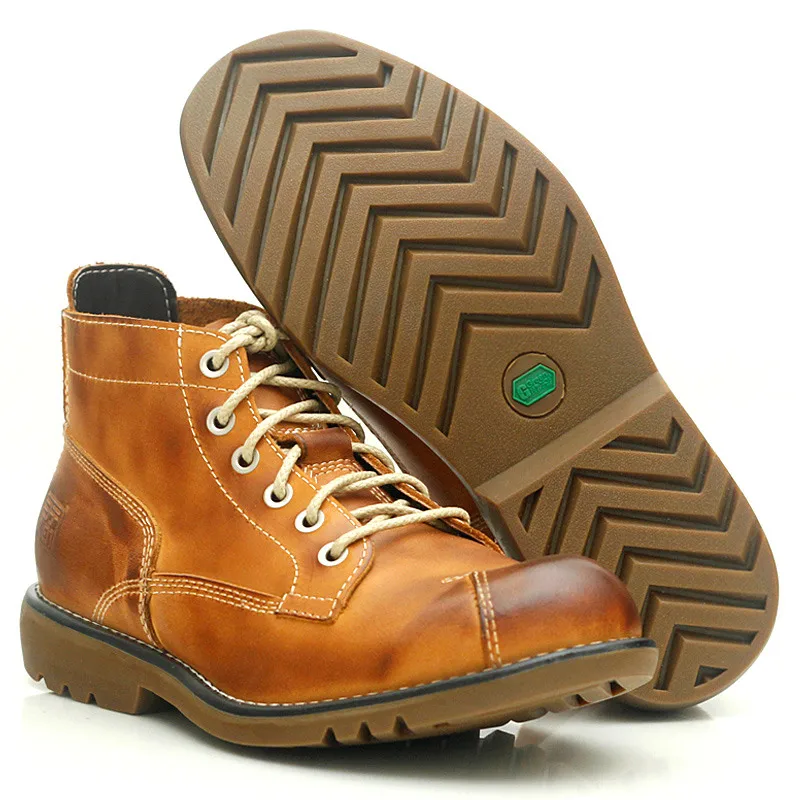Мужские ботильоны из натуральной кожи высокого качества на шнуровке в стиле ретро; зимние рабочие ботинки с круглым носком; повседневные оксфорды; US 6-10