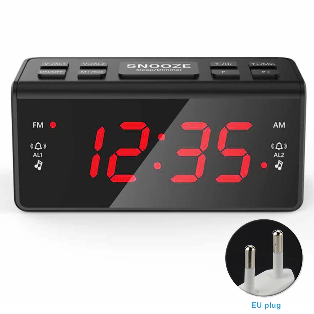 

AM/FM Radio Digital Adjustable Brightness Car Bedside LED Display Home Snooze Function Sleep Timer Desktop Portable Alarm Clock