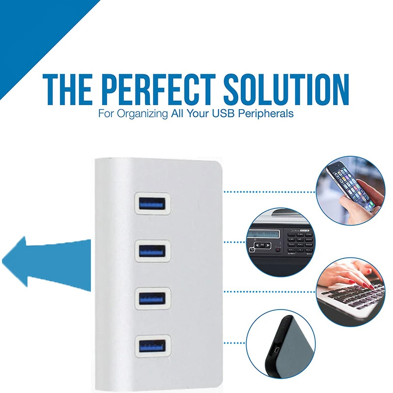 Aluminum USB 3 0 Compact Portable High Speed HUB Support Multipe USB Decice Hub for PC 4
