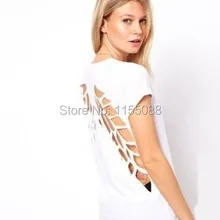 10 шт./партия Мода Выдалбливают повседневные женские панк лазерные открытая спина полые крылья ангела вырезанные топы футболки