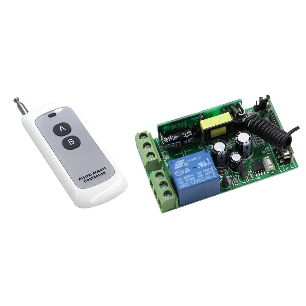 AC 85V 250V Wireless Remote Control Switch 2Keys Digital Remote ...