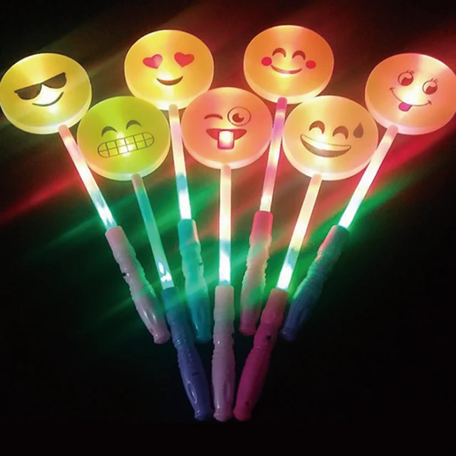 Led Party Smiley Face Magic Stick Smile Glow Cartoon Led Party Smiley Face Magic Stick Smile Glow Cartoon Emoji Birthday Decorations Kids Neon