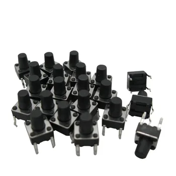 

100pcs 6x6x10MM 4PIN Tactile Tact Push Button Micro Switch Direct Touch micro switch black 6*6*10 keys button DIP 4pin
