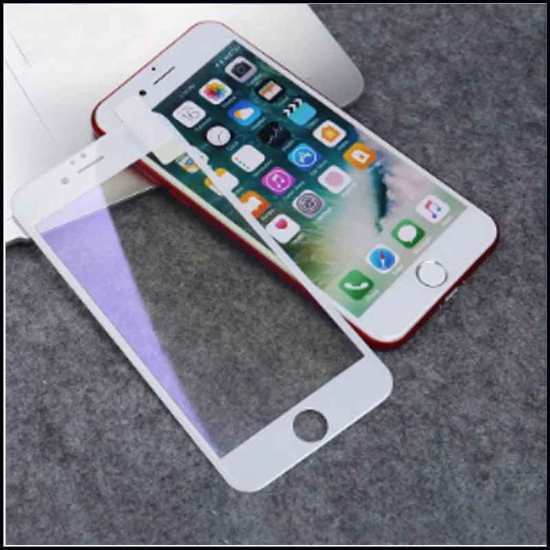 Для iPhone 7 полное покрытие протектор экрана 3D Arc Edge закаленное стекло черный белый золотой красный для iPhone7 6 6s plus стеклянная защитная пленка - Цвет: White