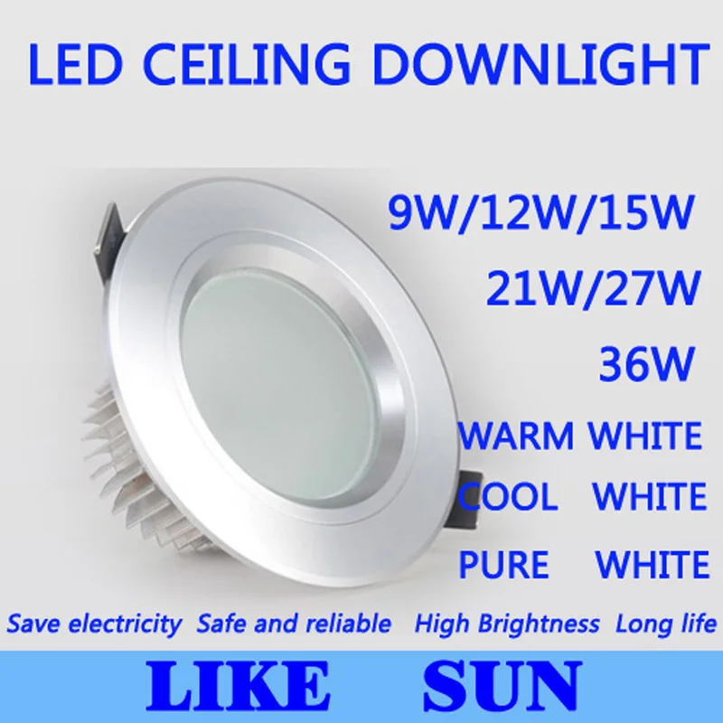 FREE SHIPPING High power Led ceiling lamp 9W 12W 15W 21W 27W 36W 85-265V led Recessed Downlight with drive | Лампы и освещение