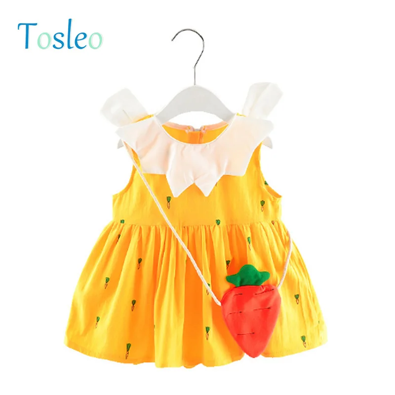 Summer Baby Girl Dress With Carrot Print Funny Baby Dress Infant Baby