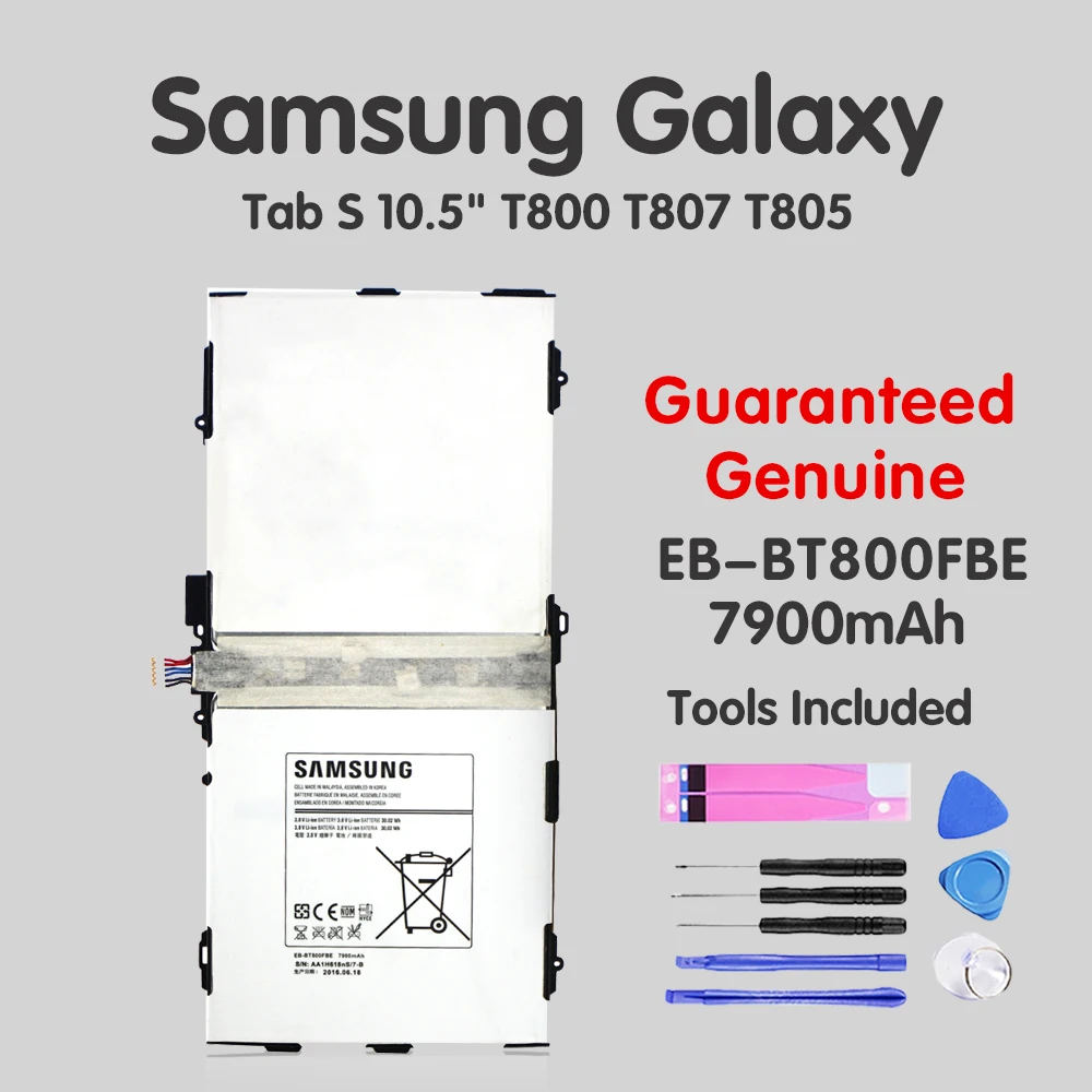 Оригинальный аккумулятор для планшетов Samsung Galaxy Tab S EB-BT800FBE T801 T805 10 5 мА · ч