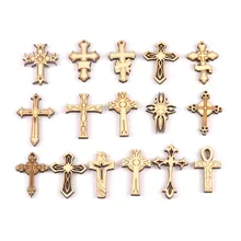 Новинка 10 шт. смесь ретро крест деревянные орнаменты узор Скрапбукинг поделки DIY дерево для украшения дома украшения m2163